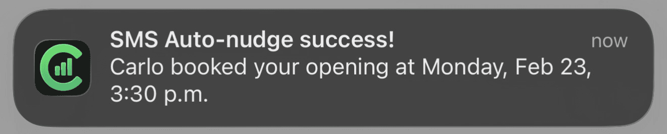 Booking confirmed notification